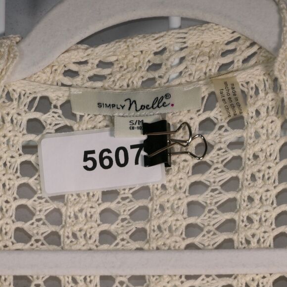 Simply Noelle Cardigan Sweater Womens Medium  Ivory Open Knit Bell Sleeves Boho - Picture 8 of 8